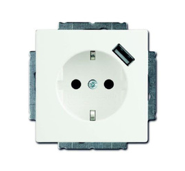 Basic 55 - Розетка 2P+E нем. стд. + USB (белый)