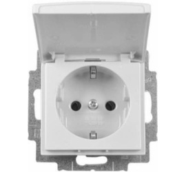 Basic 55 - Розетка 2P+E нем. стд. с крышкой (белый)