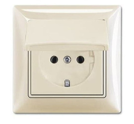 Basic 55 - Розетка 2P+E нем. стд. с крышкой (сл.кость)