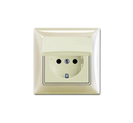 Basic 55 - Розетка 2P+E нем. стд. с крышкой и рамкой, IP 44 (сл. кость)