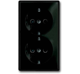 Basic 55 - Розетка 2x2P+E нем. стд.с защитными шторками (шато-черный)