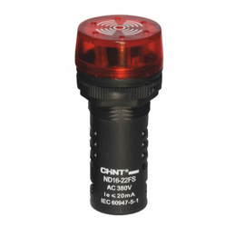Сигнализатор звуковой ND16-22FS Φ22 мм  красный  LED АС/DC24В  (CHINT)