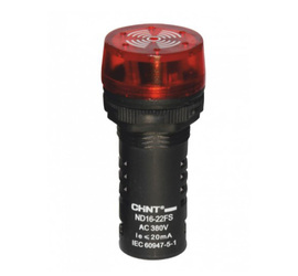 Сигнализатор звуковой ND16-22FS Φ22 мм  красный  LED АС380В  (CHINT)
