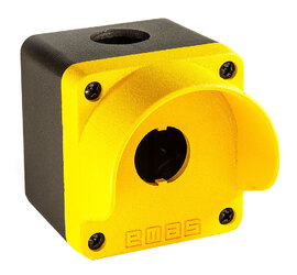 Корпус поста кнопочного M1C металлический на 1 место с козырьком, желто-черный IP67