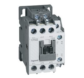 Контактор CTX3 22 3P 18A (AC-3), Uк=24VDC, 1NO+1NC всп.контакт